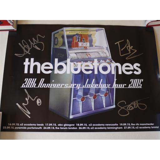 THE BLUETONES FULLY SIGNED 16X12 20TH ANNIVERSARY THE JUKEBOX TOUR POSTER