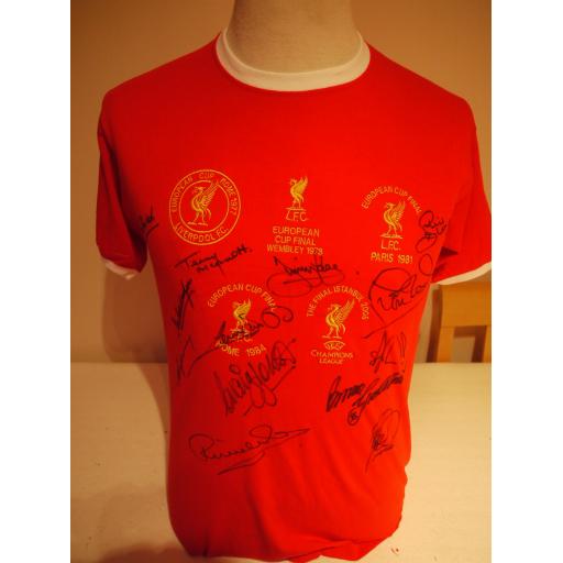 SIGNED LIVERPOOL FC 5 EUROPEAN CUP WINNERS SIGNED SHIRT