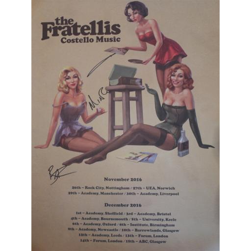THE FRATELLIS FULLY SIGNED 16X12 COSTELLO MUSIC 20TH ANNIVERSARY TOUR POSTER